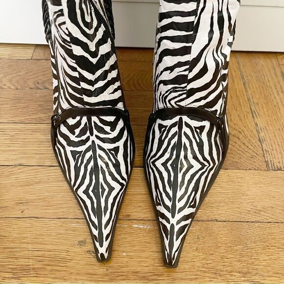 Gianmarco Lorenzi Zebra Tall Boots In Size IT39.5 - Picture 3 of 10